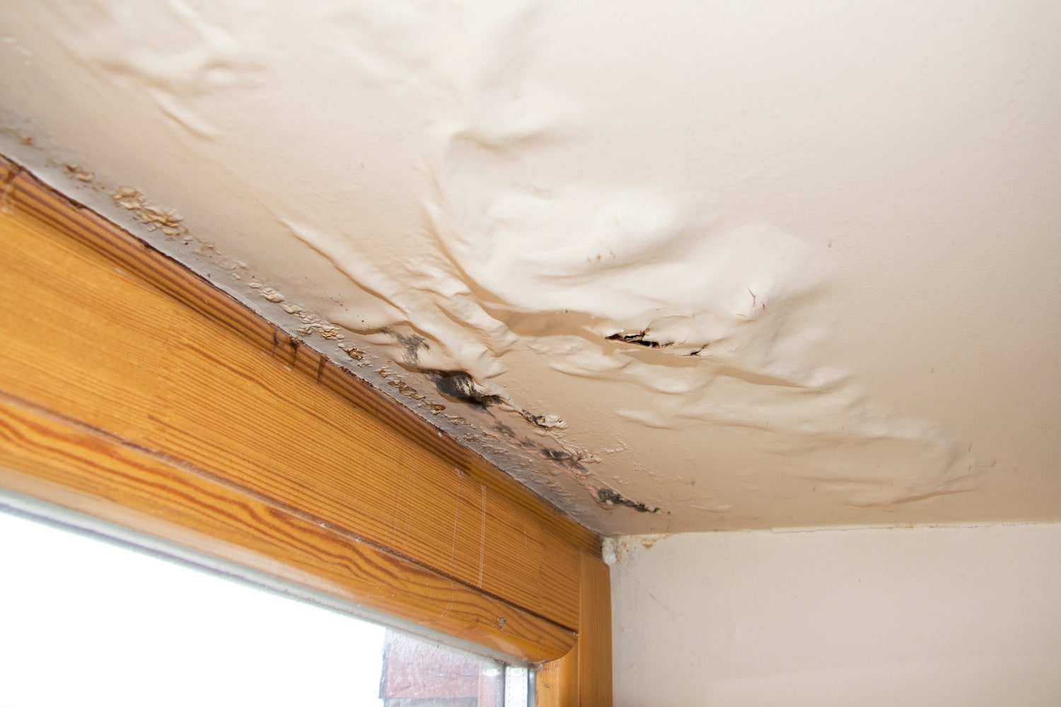 how to find a roof leak sagging ceiling