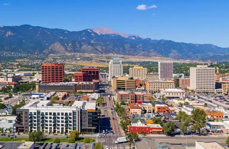colorado springs history downtown arial view