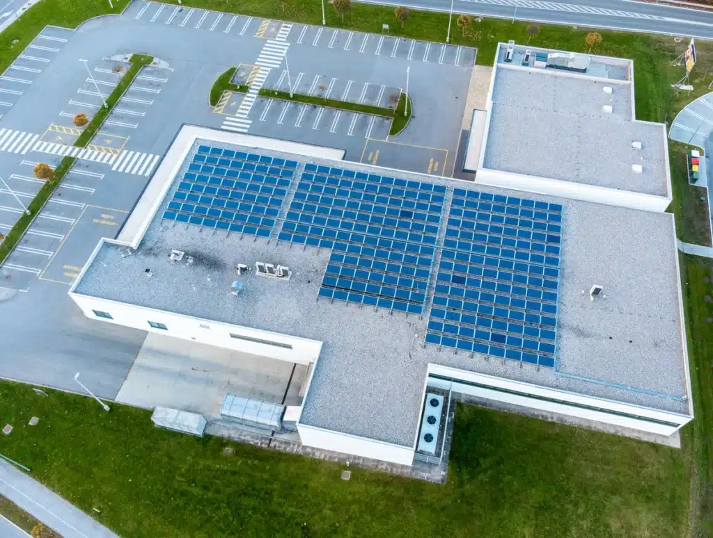 commercial roof maintained with solar panels