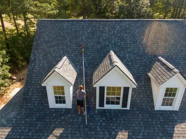 modern house roof inspection by a worker