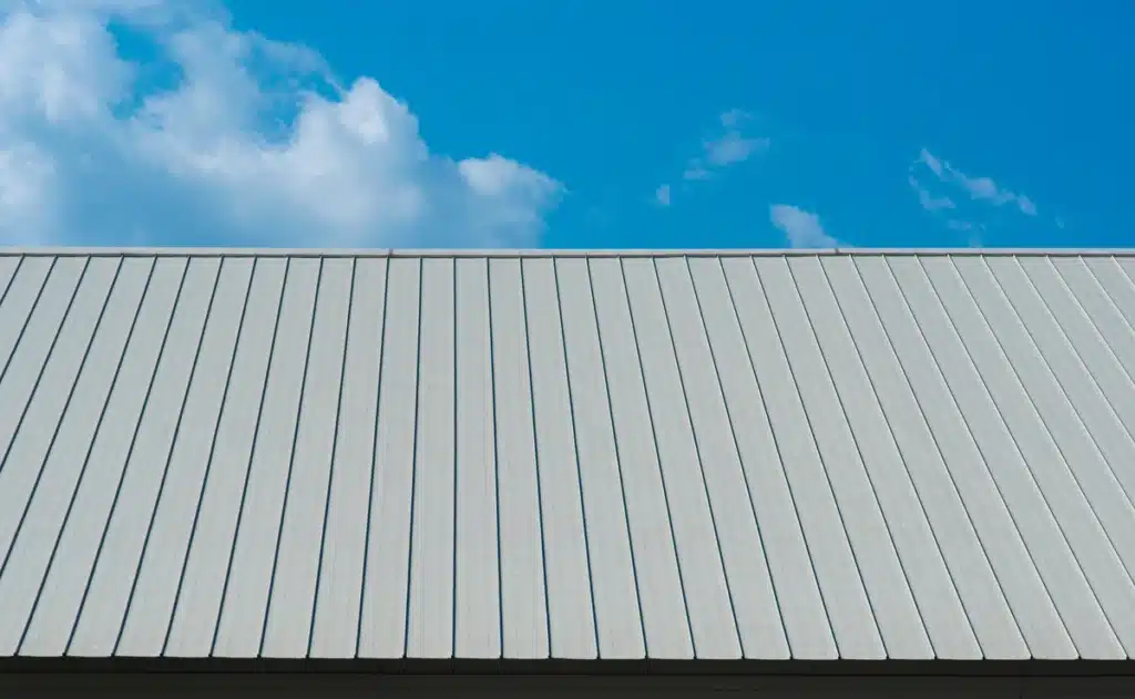 powder coated steel metal roofing installed on industrial building