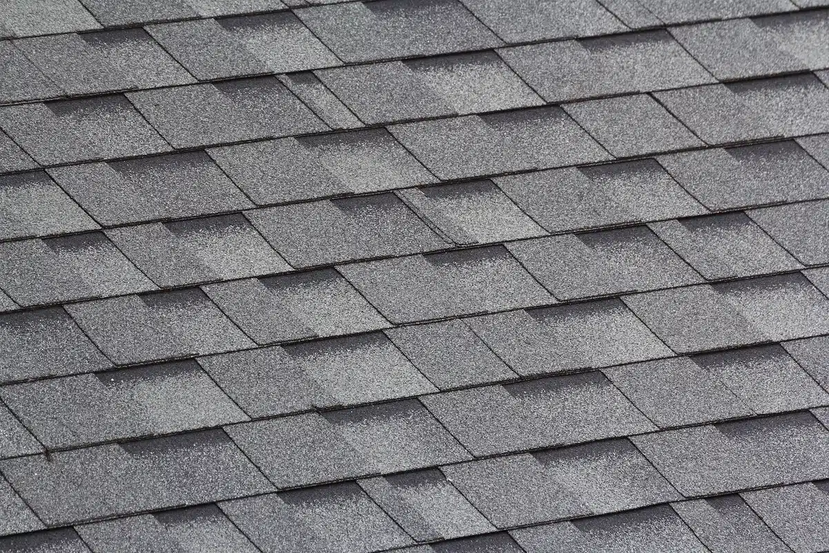 close up of asphalt roofing shingles
