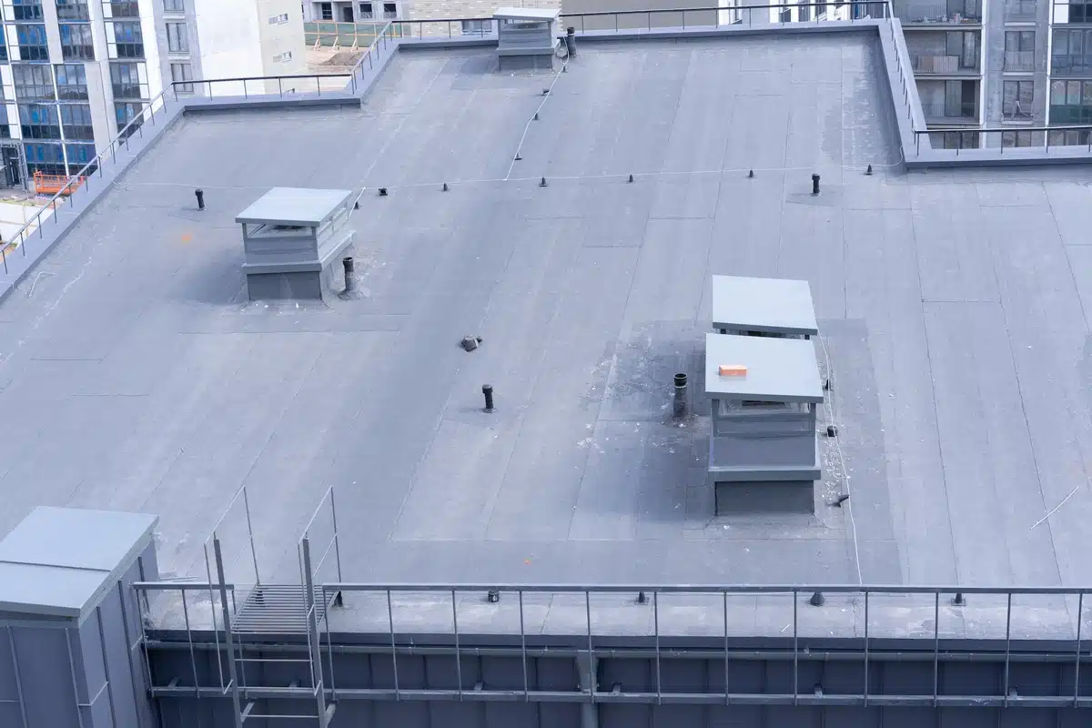 aerial view of flat commercial roof
