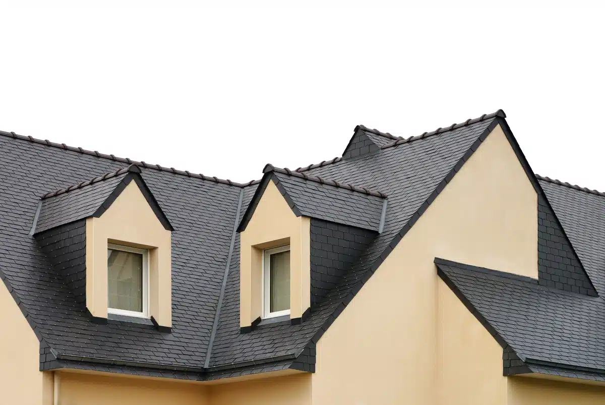 black slate roof and dormers