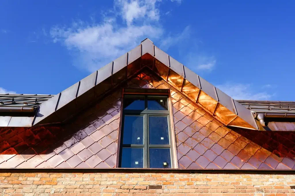 Beautiful copper roof and siding on gable.