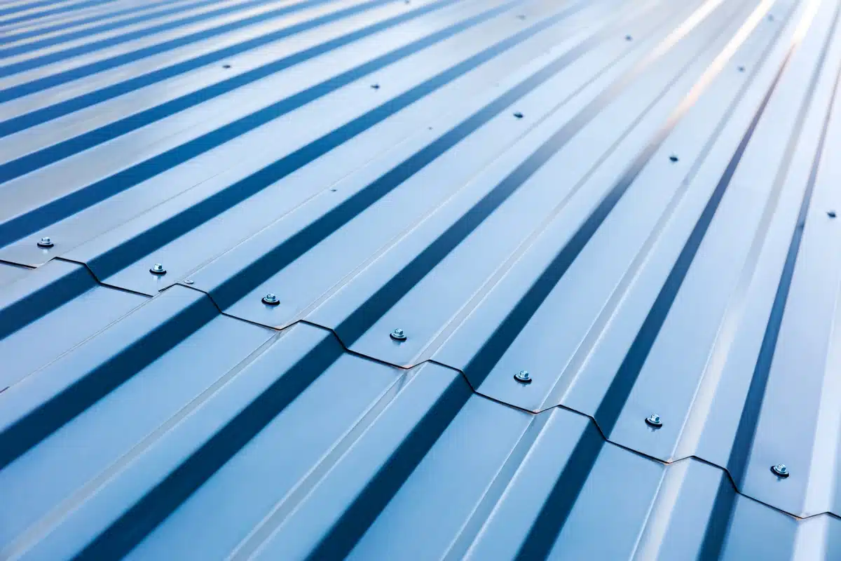 close up metal roofing material